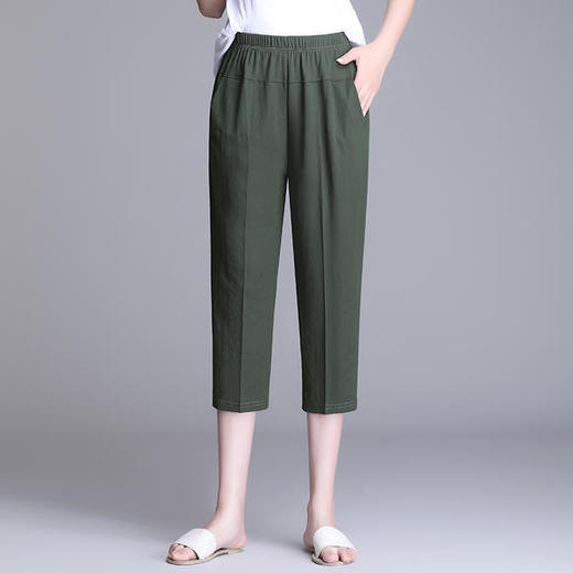 W1563夏天薄款冰丝中老年休闲宽松高腰松紧大码七分裤 商品图3