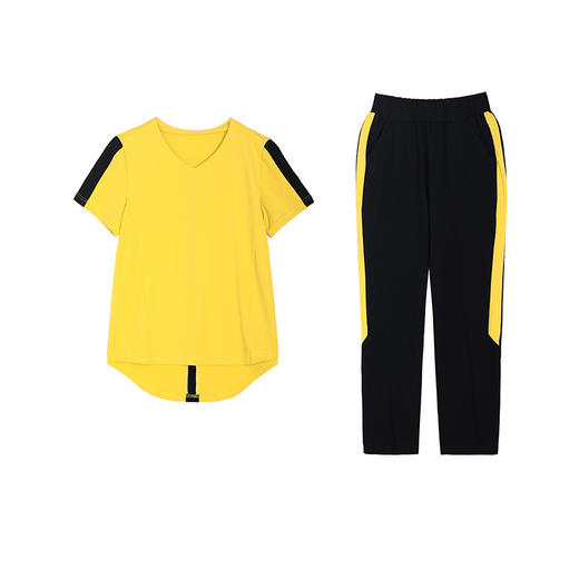 YMJ-9316新款韩版前短后长V领短袖七分裤休闲两件套潮 商品图4