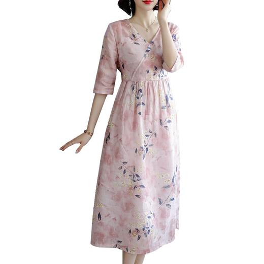 NYL-3667330苎麻连衣裙2020新款气质女神范文艺棉麻减龄裙子 商品图4