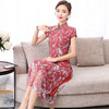 HT8335新款中国风优雅气质修身立领蕾丝印花中长款旗袍裙TZF 商品缩略图1