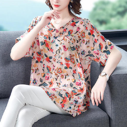 AHM-16325夏季新款复古时尚印花显瘦洋气衬衫 商品图1