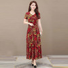 JXG-中老年妈妈装2020夏季新款印花大摆裙显瘦气质过膝长裙 商品缩略图4
