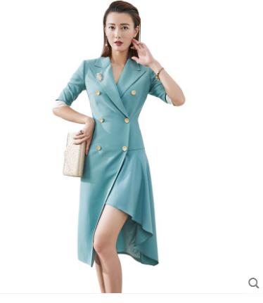 “刚柔并济” J20183885A颈袖添香季时尚OL优雅气质职场装包臀裙修身女士连衣裙七分袖 商品图5