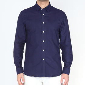 Marco Azzali 深蓝磨毛面料长袖衬衫 C5108100