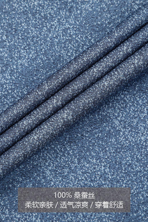 callisto丹宁色桑蚕丝提花翻领T恤  SPTSS190BL 商品图4