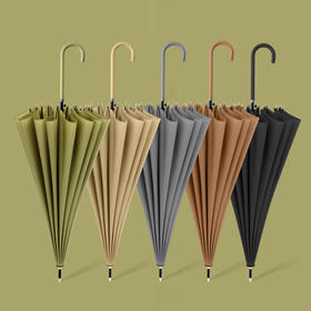 新款16骨优雅莫兰迪色系素色直杆伞小清新长柄雨伞 高密 拒水 抗风