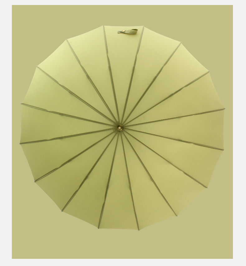 新款16骨优雅莫兰迪色系素色直杆伞小清新长柄雨伞高密拒水抗风