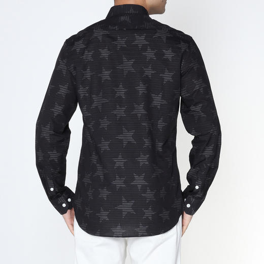 Marco Azzali 黑色星星提花长袖衬衫 C5106200 商品图2