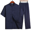 LSJFS201新款民族风男士冰丝棉短袖上衣休闲裤两件套TZF 商品缩略图2