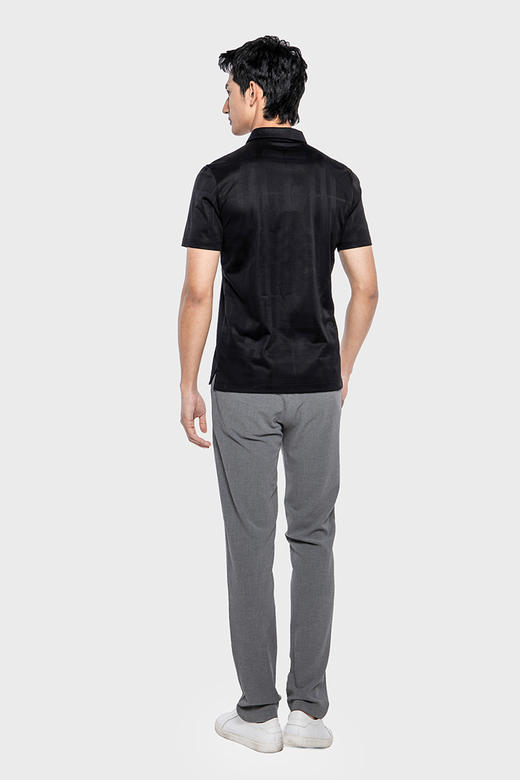 callisto黑色桑蚕丝混纺提花翻领T 恤SPTSS143BK 商品图3