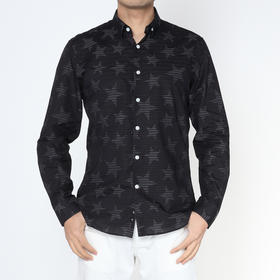 Marco Azzali 黑色星星提花长袖衬衫 C5106200