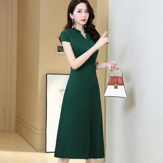 HZY-ASE2273夏季新款复古简约桑蚕丝旗袍裙 商品图0