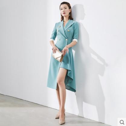 “刚柔并济” J20183885A颈袖添香季时尚OL优雅气质职场装包臀裙修身女士连衣裙七分袖 商品图6