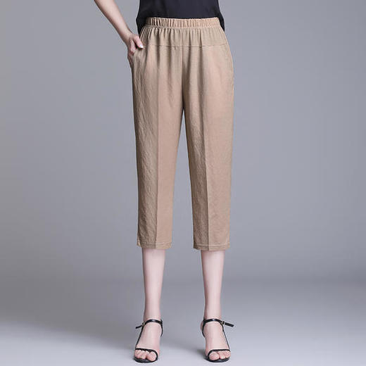 W1563夏天薄款冰丝中老年休闲宽松高腰松紧大码七分裤 商品图2
