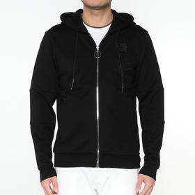 Marco Azzali 黑色连帽拉链开衫款卫衣 T5102200