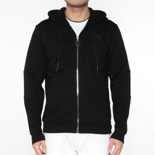 黑色连帽拉链开衫款卫衣t5102200