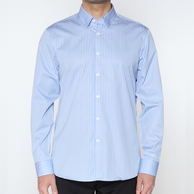 Marco Azzali 蓝底白条长袖衬衫 C5208600