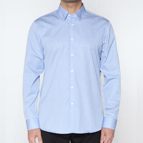 Marco Azzali 蓝底白条长袖衬衫 C5208600