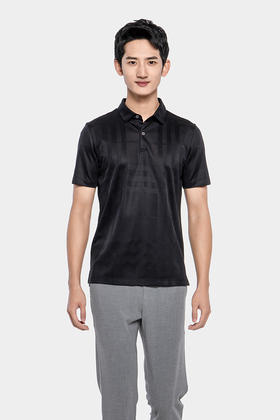 callisto黑色桑蚕丝混纺提花翻领T 恤SPTSS143BK