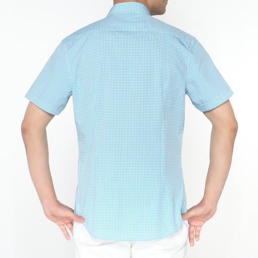 Marco Azzali 白底蓝绿小格短袖衬衫 C5239700 商品图2