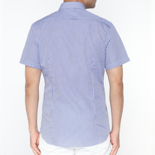 Marco Azzali 白底蓝小格子短袖衬衫 C5243600 商品图2