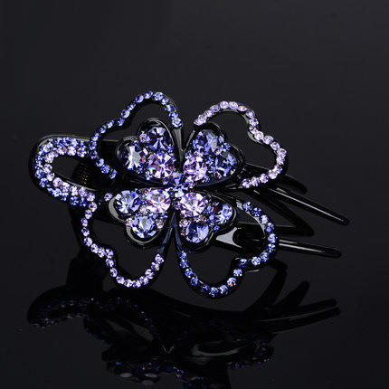 上海旗袍厂LBE-pf087-2爆款鸭嘴夹发夹气质满钻花朵发卡韩版盘发一字夹成人大号发饰 商品图8