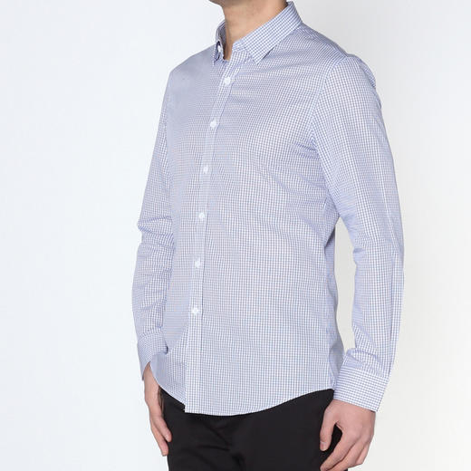 Marco Azzali 蓝白格子长袖衬衫 C5074100 商品图1