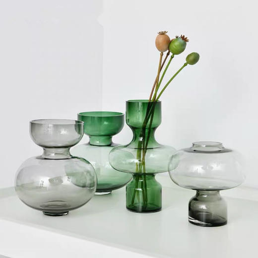 【花瓶】北欧透明水培花瓶简约绿玻璃插花器客厅极光瓶摆件 商品图0