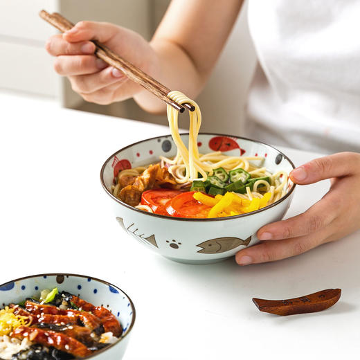 摩登主妇小馋猫日式餐具碗家用单个汤碗饭碗面碗大碗可爱少女心 商品图1