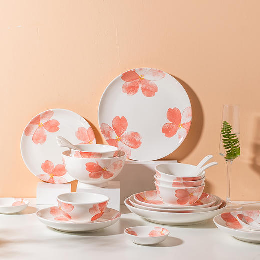摩登主妇樱花日式陶瓷餐具碗碟组合汤面碗饭碗可爱少女心勺子套装 商品图2