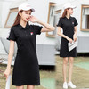 CSK-F328新款珠地棉休闲简约收腰韩版POLO领短袖翻领连衣裙 商品缩略图2