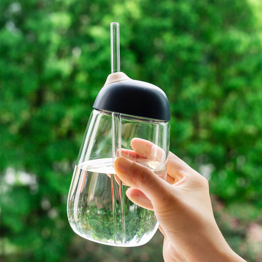 摩登主妇创意家用玻璃水杯便携儿童水杯带吸管简约杯子女吸管杯 商品图1