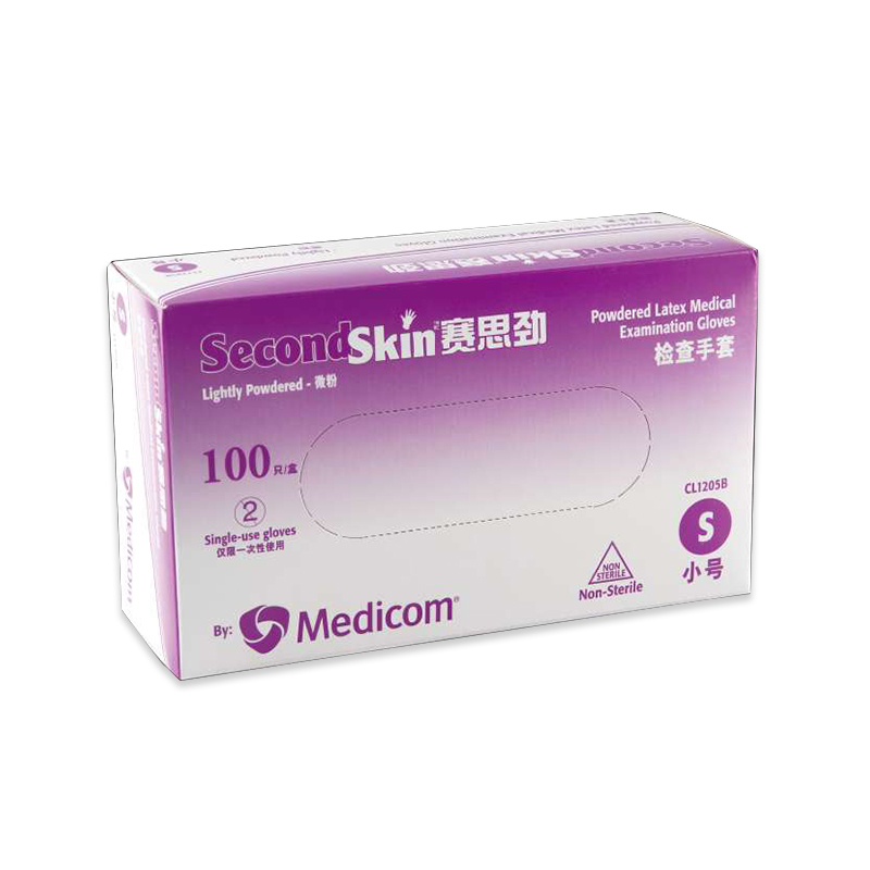 医用检查手套 EXAMINATION GLOVES（麦迪康 赛思劲医用乳胶微粉检查手套/一次性使用手套  轻柔型 100只*1）