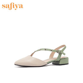 Safiya索菲娅春款绒面羊皮浅口尖头粗跟单鞋女鞋SF01114097