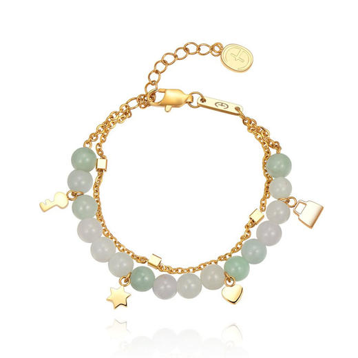 天然翡翠圆珠独角兽手链 Tracey Chen 商品图0