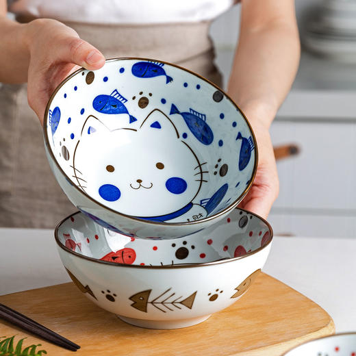 摩登主妇小馋猫日式餐具碗家用单个汤碗饭碗面碗大碗可爱少女心 商品图0