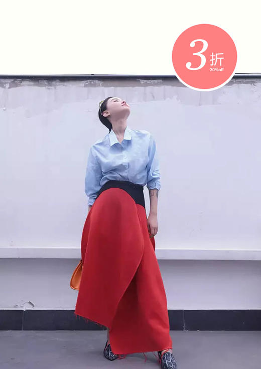红与黑 不对称设计感复古长裙 商品图0