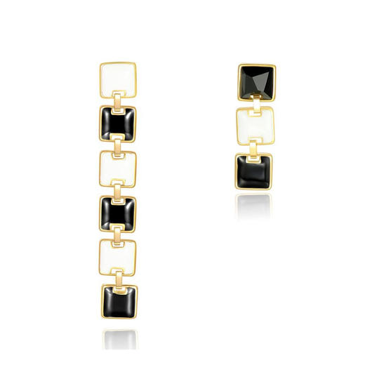 天然墨翡白珐琅不对称长耳饰 TRACEY CHEN 商品图0