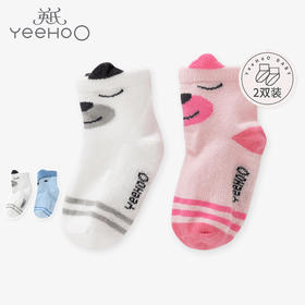 英氏婴儿袜子男女宝宝针织四季袜2双装卡通可爱中筒袜棉10892370