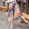 QQ-	50934F422AF夏新款高腰大裤脚不规则印花阔腿裙裤 商品缩略图1