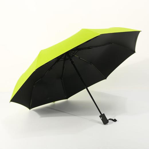 【雨伞】。纯色8骨三折黑胶自动雨伞 广告促销全自动黑胶伞 商品图1