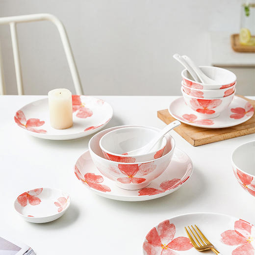 摩登主妇樱花日式陶瓷餐具碗碟组合汤面碗饭碗可爱少女心勺子套装 商品图0