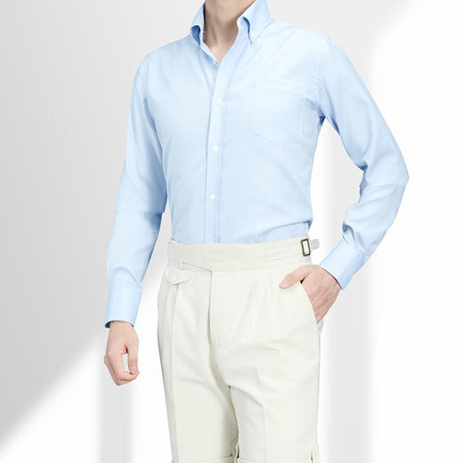 高唯 白色/蓝色80支牛津纺美式衬衫 商品图0