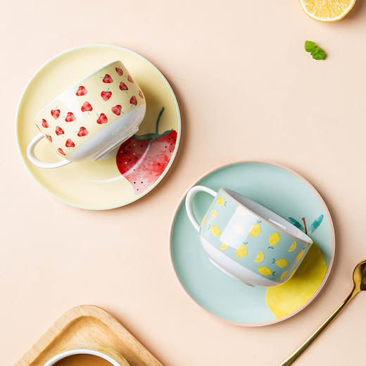 摩登主妇可爱少女心水果咖啡杯带碟子陶瓷家用下午茶茶杯茶具套装 商品图1