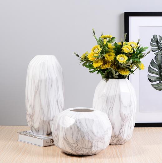 【家居饰品】-大理石纹花瓶陶瓷摆件创意花瓶摆件北欧家居装饰 商品图0