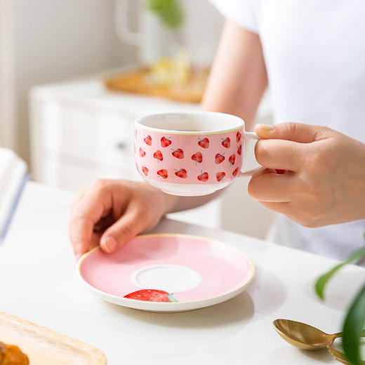摩登主妇可爱少女心水果咖啡杯带碟子陶瓷家用下午茶茶杯茶具套装 商品图2