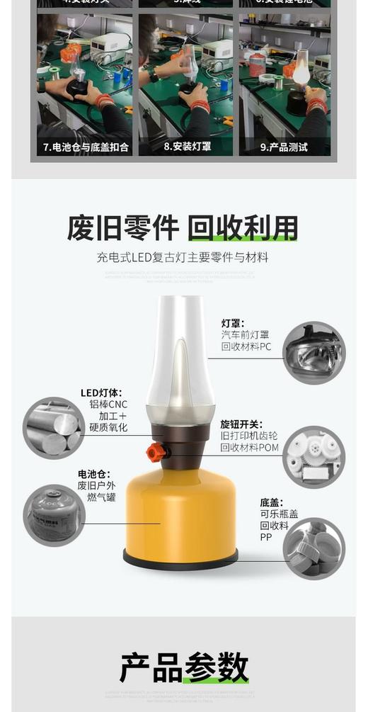 山力士led复古灯 可充电移动照明灯氛围灯家用露营灯帐篷灯营地灯 商品图3