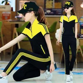 QQ-9022F2F030CG时尚韩版显瘦短袖运动服装休闲两件套