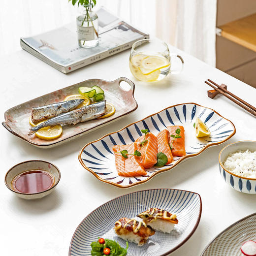 摩登主妇日式餐具鱼盘子家用新款蒸鱼盘大号创意装鱼长方形托盘 商品图2