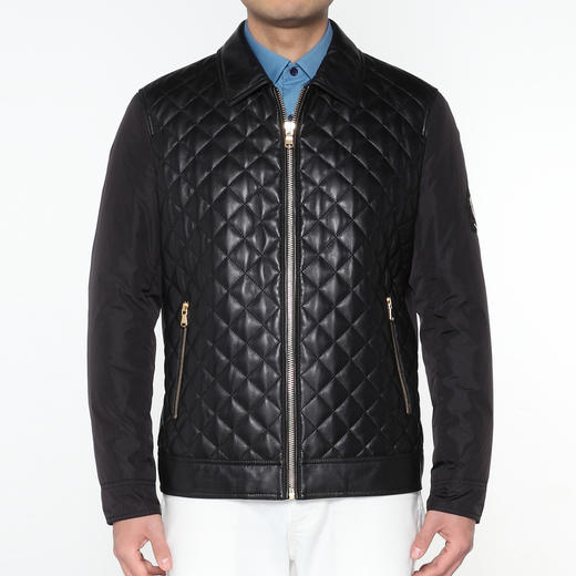 Marco Azzali 黑色翻领拉链皮衣 L3907200 商品图0